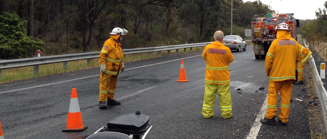 The Bargo Rural Fire Service team at the motorcycle accident